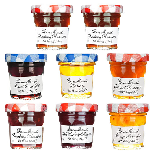 2 Strawberry and 1 Each of Grape, Honey, Apricot, Raspberry, Blueberry & Orange Marmalade