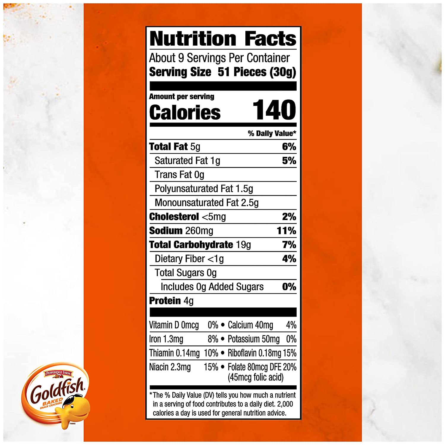 goldfish crackers nutrition label