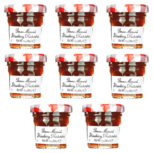 Gift Box of 8 French Gourmet Preserves, 1 oz. Mini Jars (8 Strawberry Preserves)