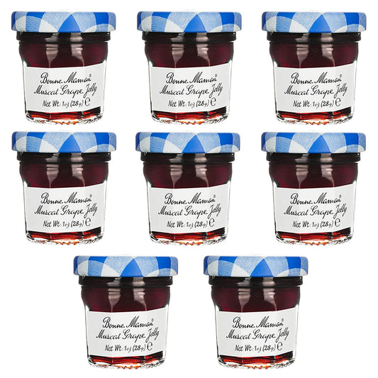 Gift Box of 8 French Gourmet Preserves, 1 oz. Mini Jars (8 Grape Preserves)