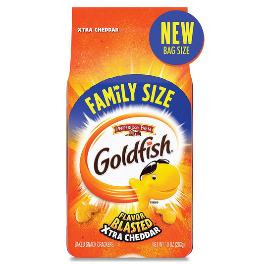 Goldfish Flavor Blasted Xtra Cheddar Crackers, Snack Crackers, Family Size 10 oz Bag